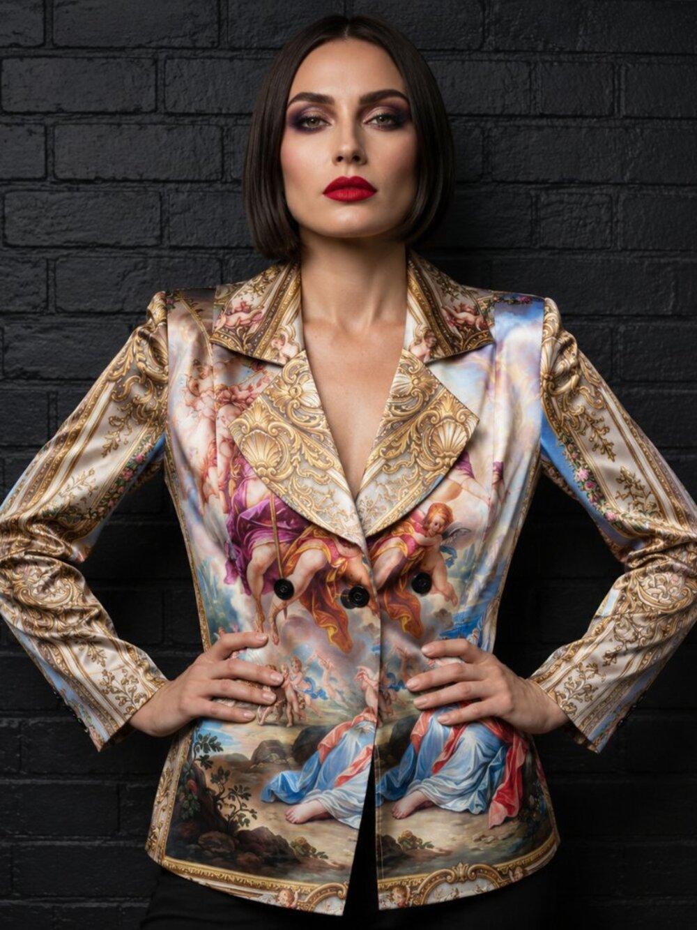 Conceptual Subculture Custom Bespoke Baroque Satin Blazer Size Large Rococo Myth